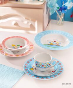 ظرف غذای کودک چینی زرین طرح پریا آبی و صورتی