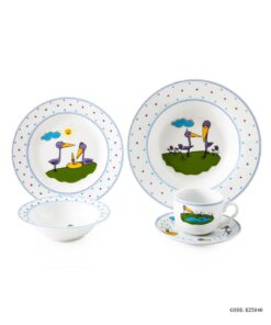 ست ظروف غذا خوری چینی کودک زرین طرح پلیکان