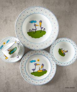 ست ظروف غذا خوری چینی کودک زرین طرح پلیکان