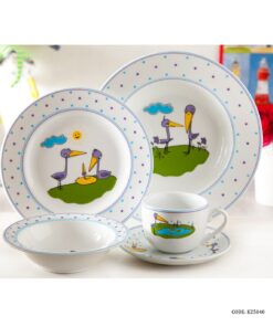 ست ظروف غذا خوری چینی کودک زرین طرح پلیکان