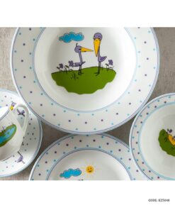 ست ظروف غذا خوری چینی کودک زرین طرح پلیکان