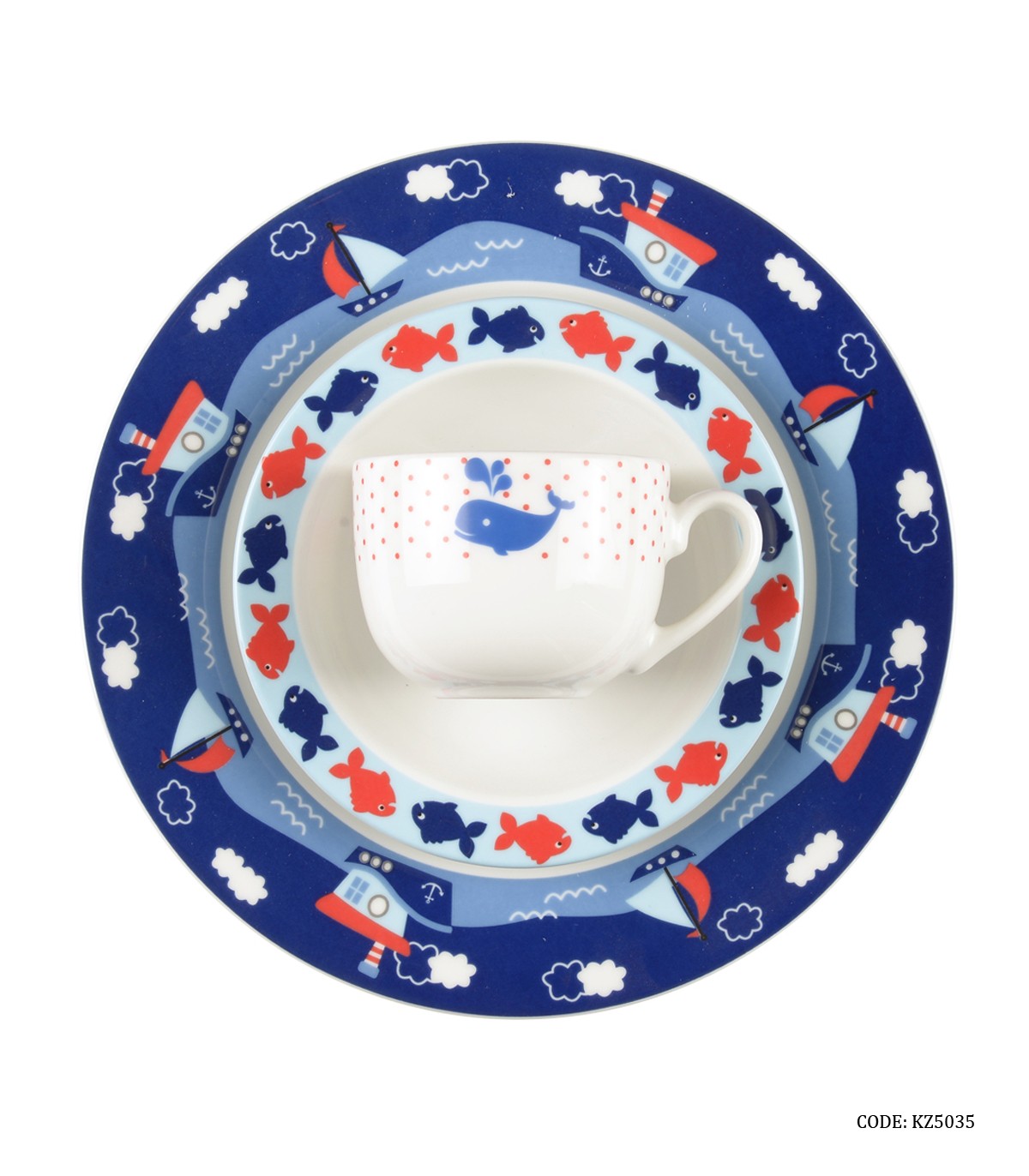 سرویس غذا خوری چینی کودک 5 تکه زرین طرح مارین