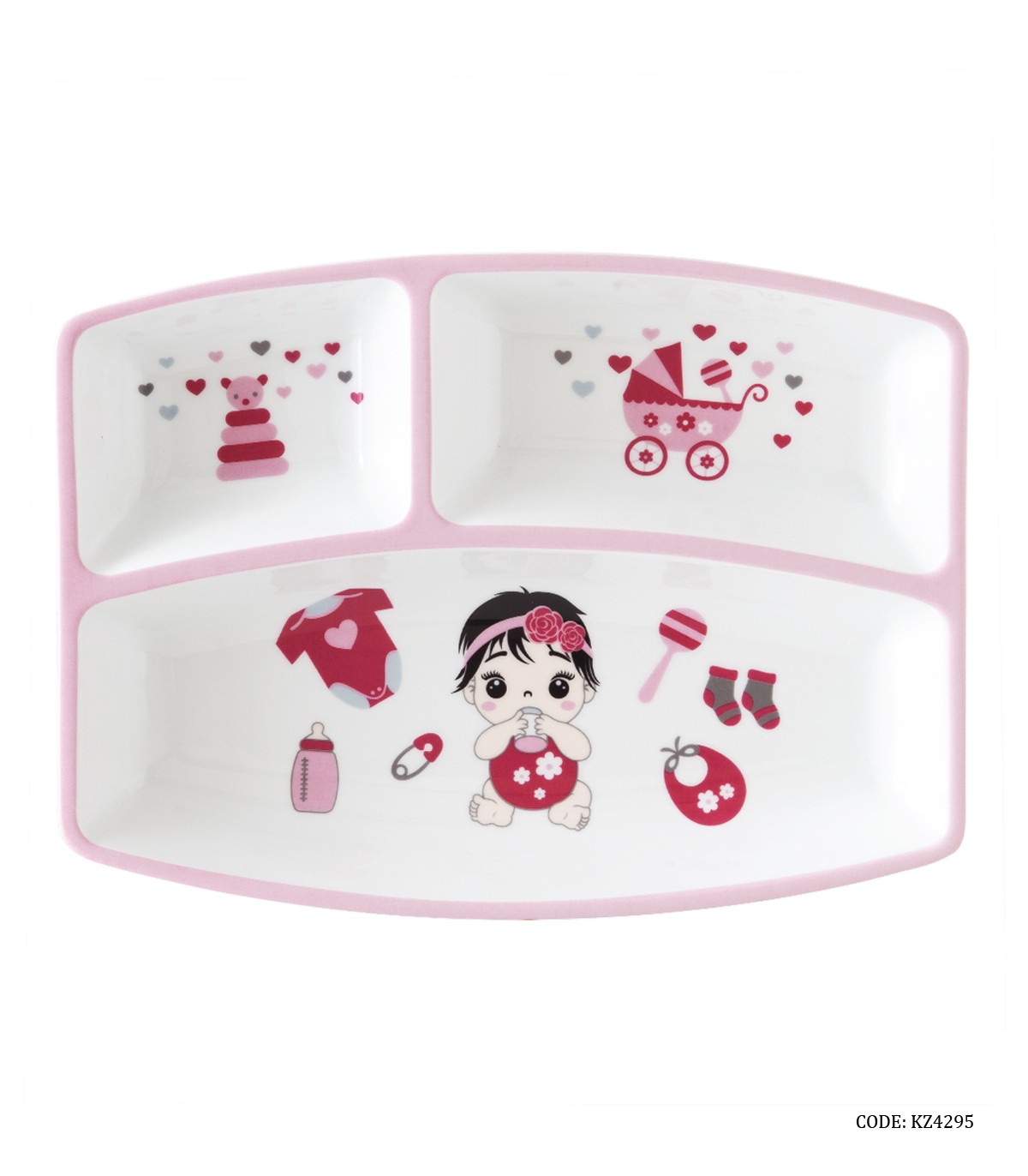 ظرف غذای کودک دخترانه مای سلف چینی زرین طرح نیوبورن صورتی
