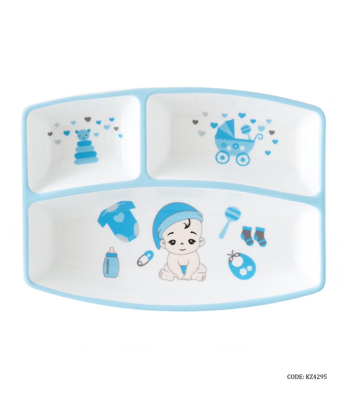 ظرف غذای کودک پسرانه مای سلف چینی زرین طرح نیوبورن آبی