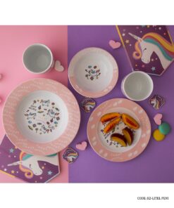 سرویس غذا خوری کودک دختر چینی زرین طرح اسب تک شاخ مدل لیتل پونی