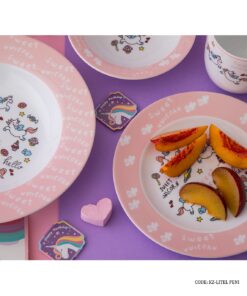 سرویس غذا خوری کودک دختر چینی زرین طرح اسب تک شاخ مدل لیتل پونی