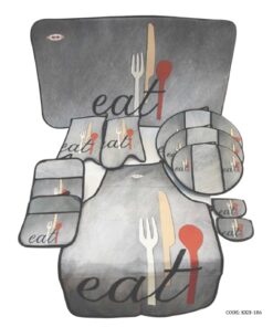 سرویس آشپزخانه پارچه ای 11 تکه طوسی طرح eat