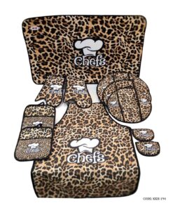 سرویس آشپزخانه پارچه ای عروس 11 تکه طرح پلنگی Chefs