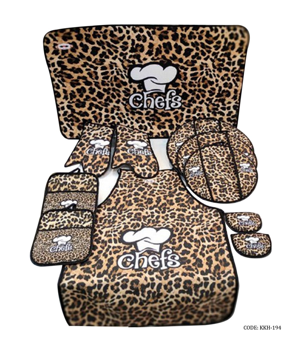 سرویس آشپزخانه پارچه ای عروس 11 تکه طرح پلنگی Chefs