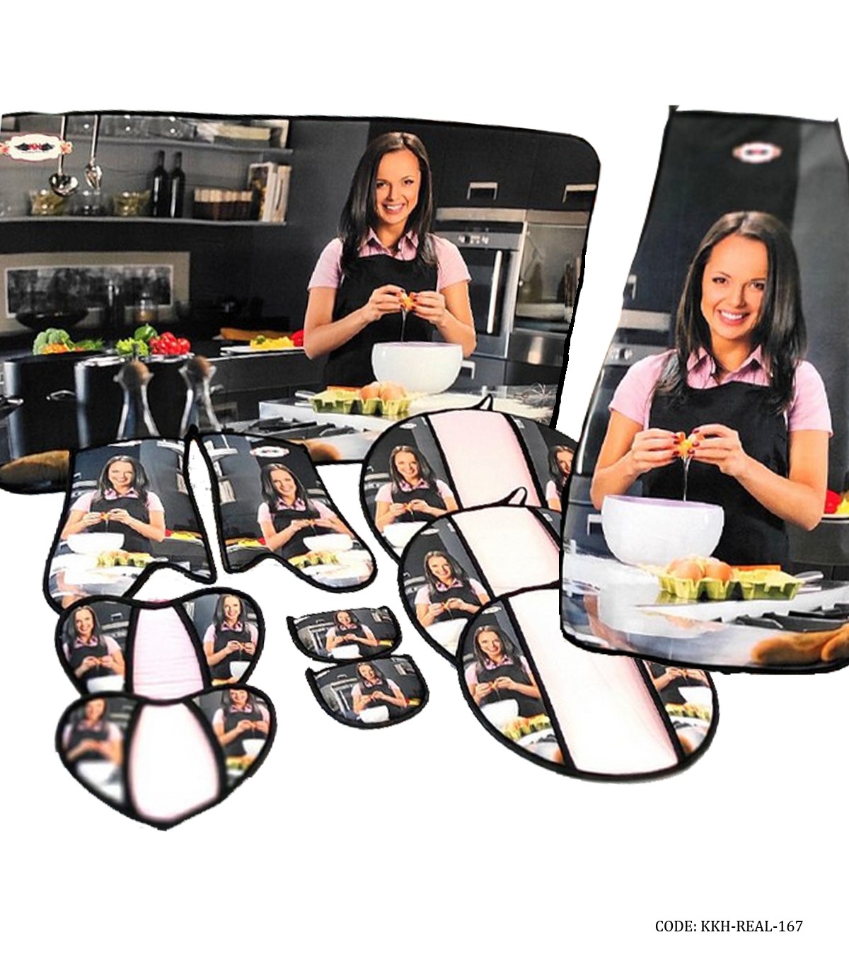 سرویس پارچه ای آشپزخانه 11 پارچه طرح Miss Chef