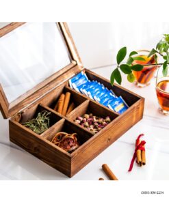 جعبه چوبی تی بگ و نسکافه 5 خانه مدل مایا