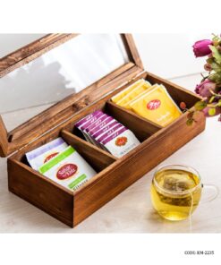 جعبه تی بگ 3 خانه چوبی مدل الکسا