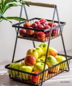 میوه خوری دو طبقه مستطیل چوبی فلزی مدل جنسیس