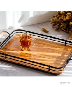 سینی چای چوبی فلزی مدرن مدل کیلا سایز بزرگ