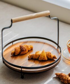 ظرف میوه خوری و پذیرایی گرد چوبی فلزی مدرن مدل الیسون