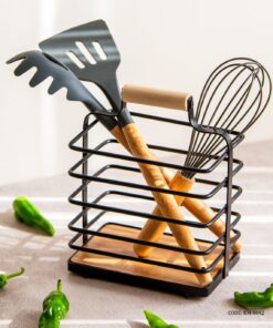 جای کفگیر ملاقه فلزی چوبی مدل استلا