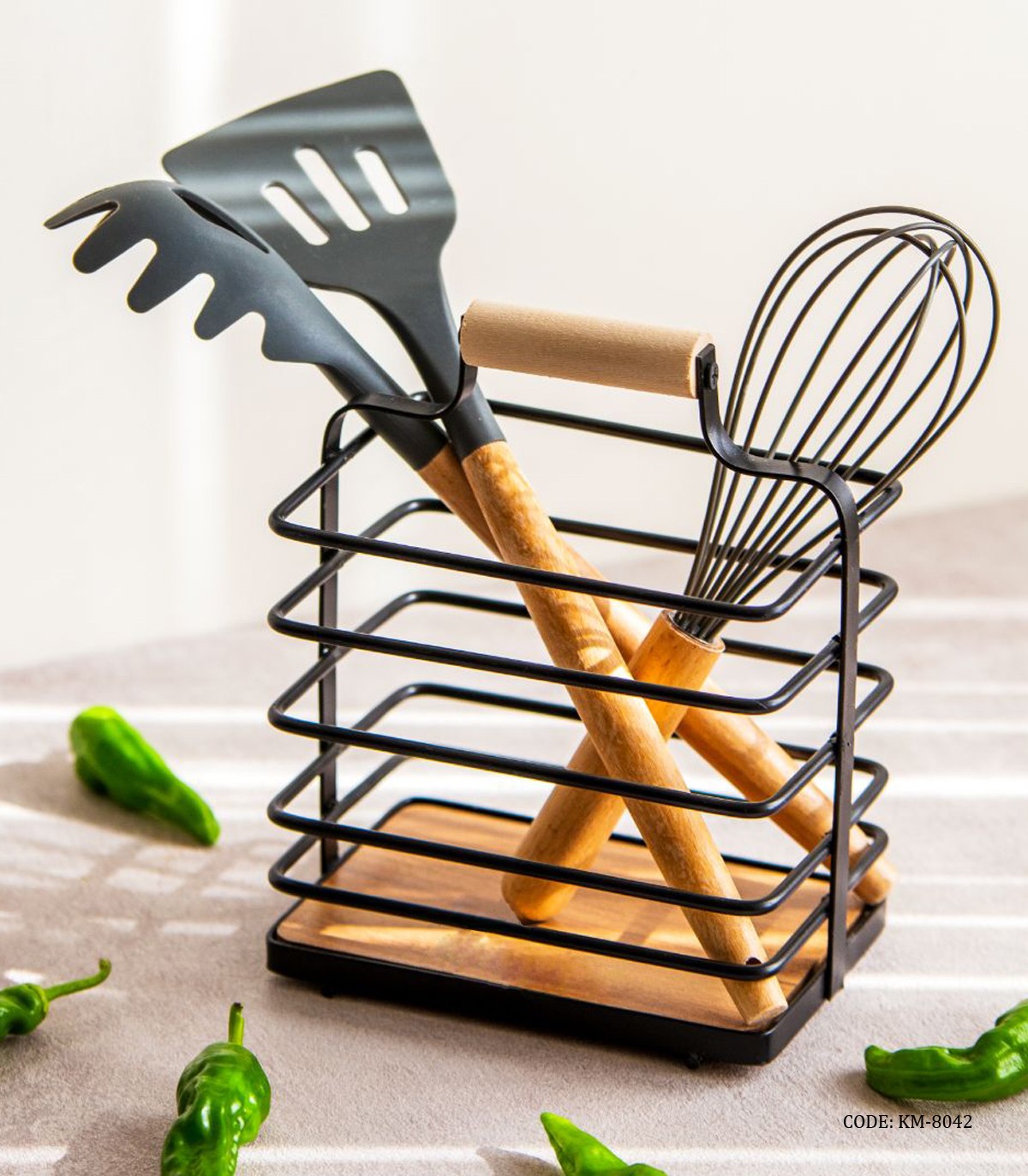 جای کفگیر ملاقه فلزی چوبی مدل استلا