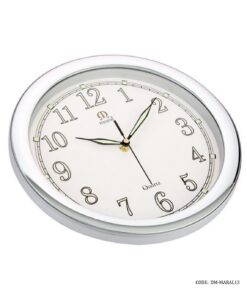 ساعت گرد دیواری قاب پلاستیکی مارال صفحه شب نما سیلور