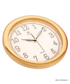 ساعت گرد دیواری قاب پلاستیکی مارال صفحه شب نما طلایی
