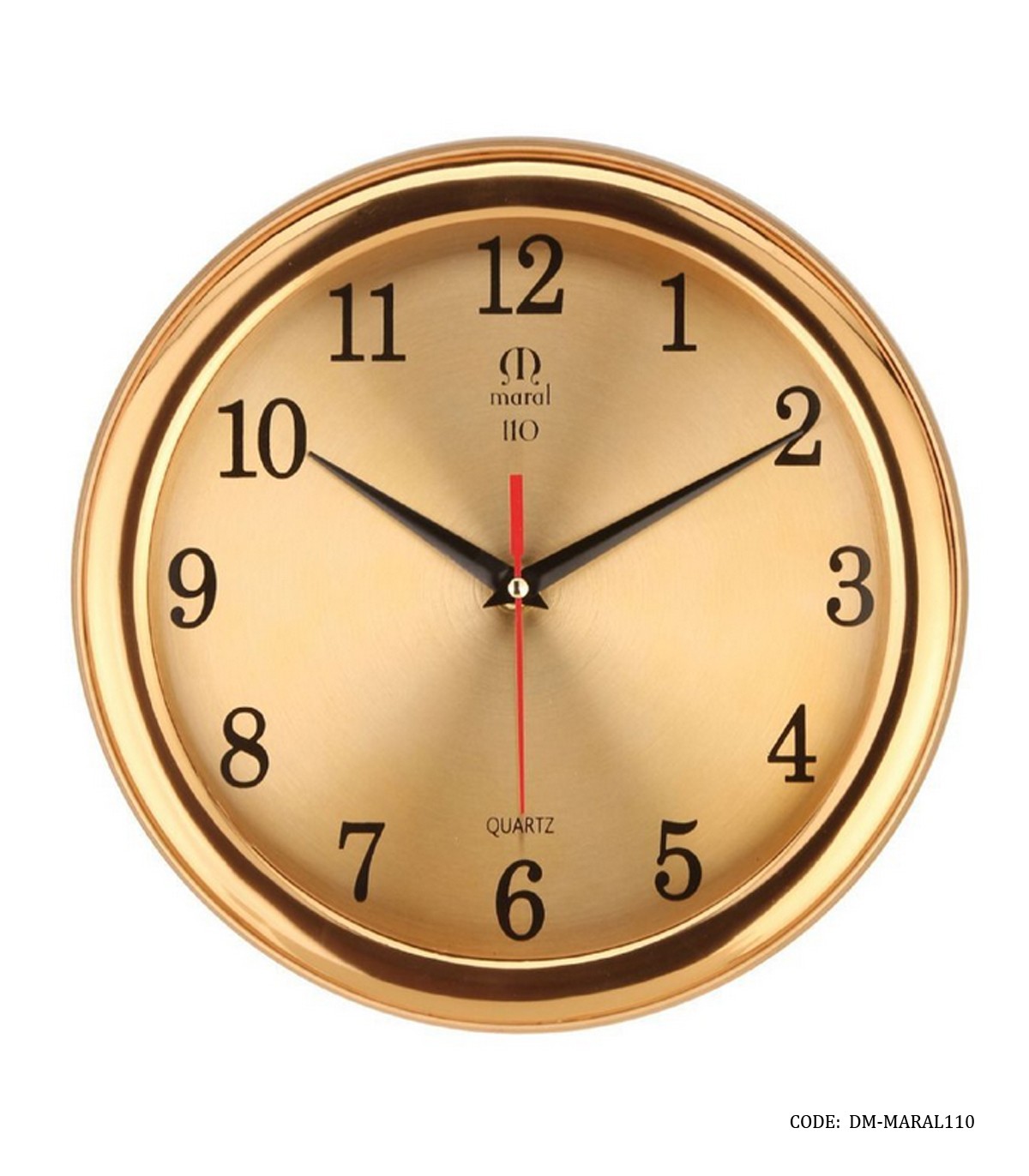 ساعت دیواری گرد طلایی قاب پلاستیکی مارال سری 110