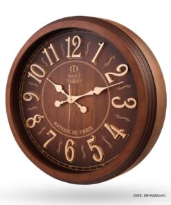 ساعت دیواری گرد چوبی مارال مدل آنتیک صفحه قهوه ای