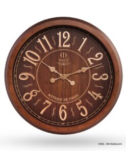 ساعت دیواری گرد چوبی مارال مدل آنتیک صفحه قهوه ای