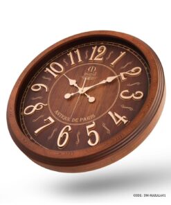 ساعت دیواری گرد چوبی مارال مدل آنتیک صفحه قهوه ای