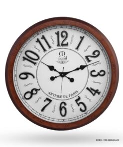 ساعت دیواری گرد چوبی مارال مدل آنتیک صفحه سفید