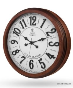 ساعت دیواری گرد چوبی مارال مدل آنتیک صفحه سفید