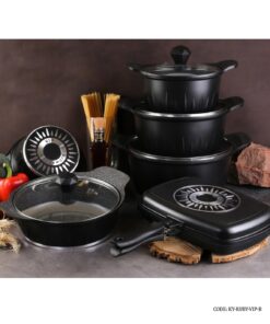 سرویس قابلمه گرانیتی 11 پارچه VIP رنگ مشکی