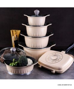 سرویس قابلمه گرانیتی 11 پارچه VIP رنگ کرم