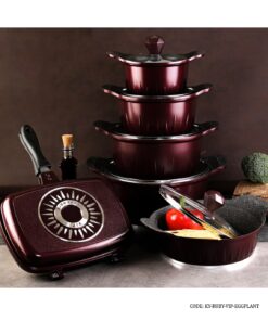 سرویس قابلمه گرانیتی 11 پارچه VIP رنگ بادمجانی