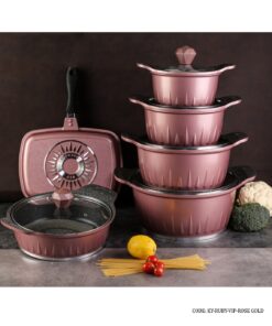 سرویس قابلمه گرانیتی 11 پارچه VIP رنگ رزگلد