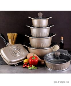 سرویس قابلمه گرانیتی 11 پارچه VIP رنگ بژ