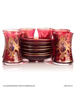 سرویس چای خوری شاه عباسی 14پارچه قرمز طلایی