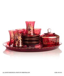 سرویس چای خوری شاه عباسی 14پارچه قرمز طلایی