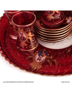 سرویس چای خوری شاه عباسی 14پارچه قرمز طلایی