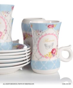 ست فنجان نلعبکی چینی طرح flower