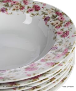 بشقاب خورشت خوری چینی ست 6 عددی طرح رزیتا