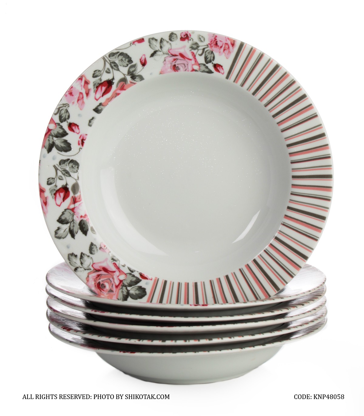 بشقاب خورشت خوری چینی 6 عددی طرح فلورانس