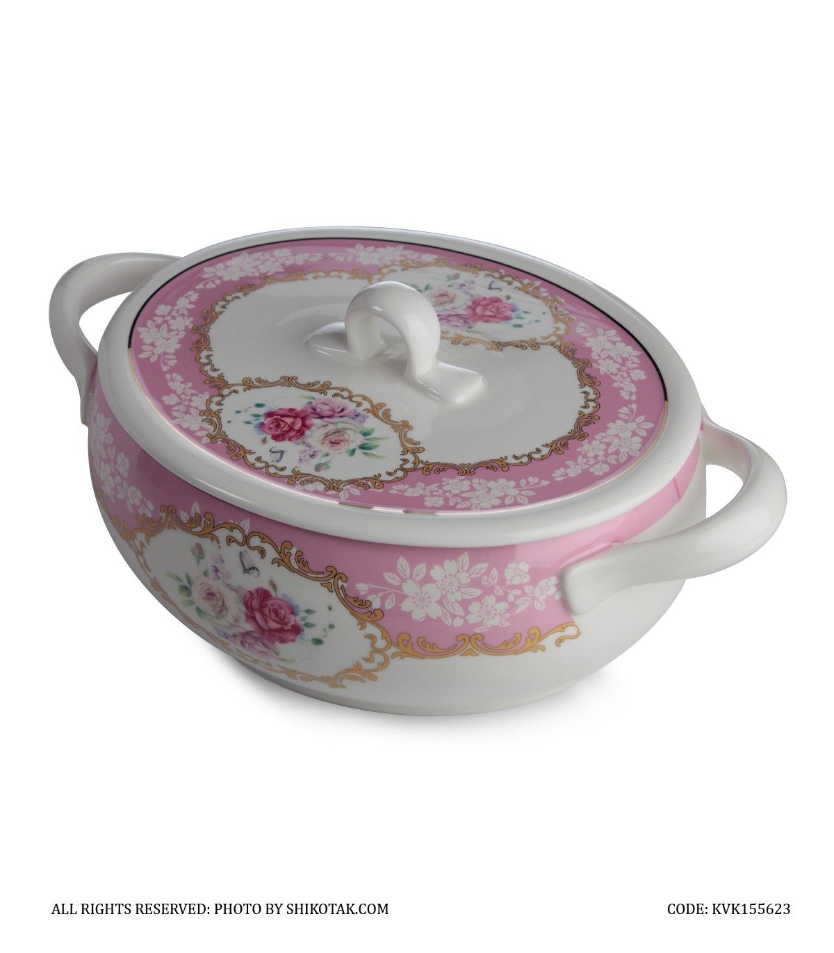 ظرف سوپ خوری گل سرخی بیضی