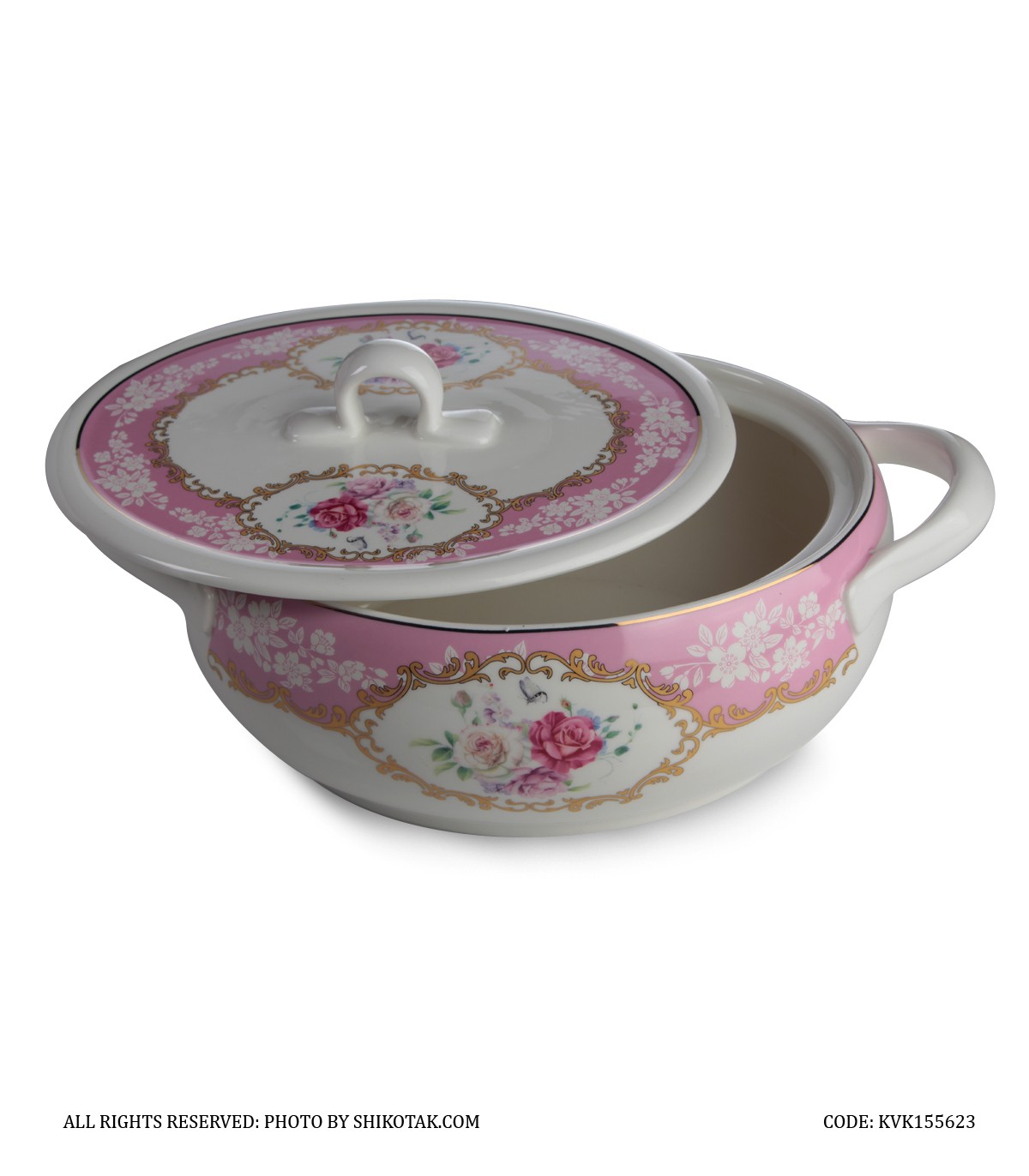 ظرف سوپ خوری گل سرخی بیضی