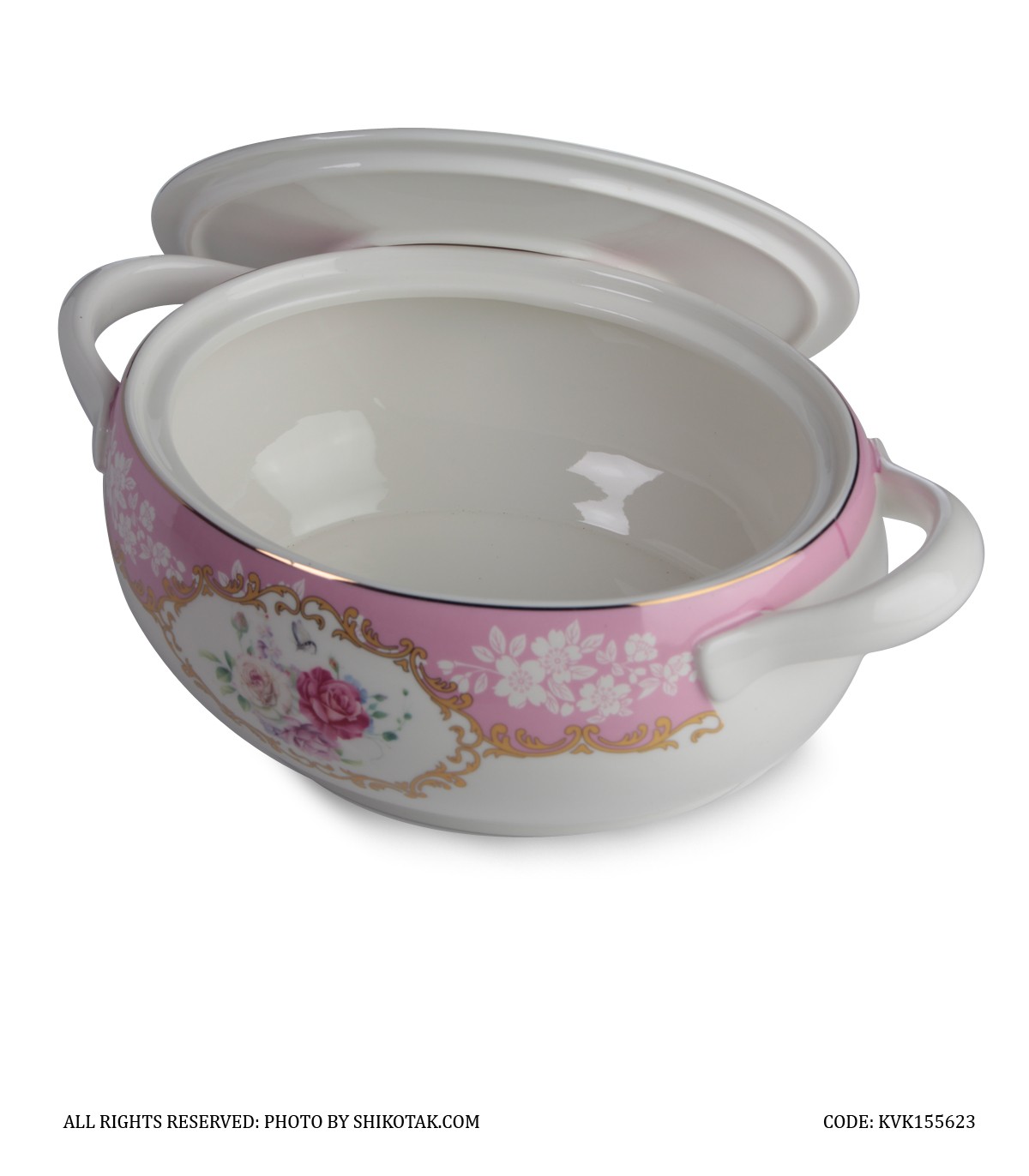 ظرف سوپ خوری گل سرخی بیضی