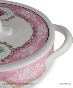 ظرف سوپ خوری گل سرخی بیضی