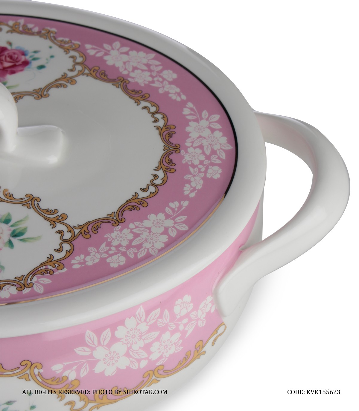 ظرف سوپ خوری گل سرخی بیضی