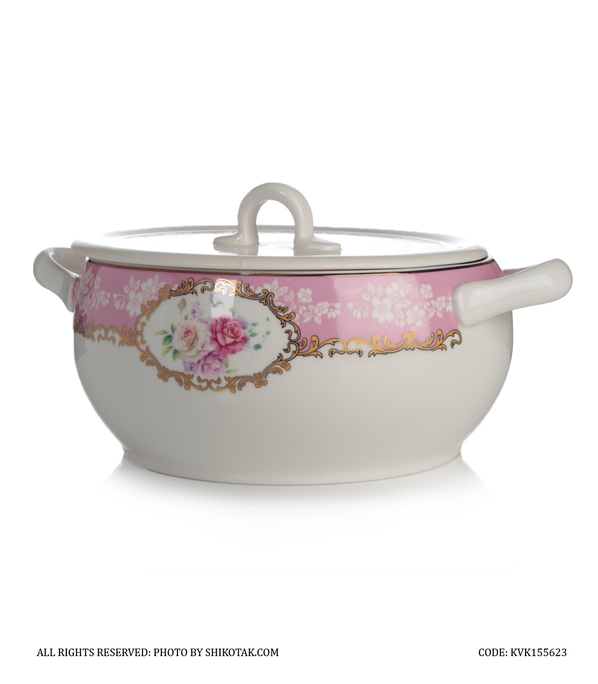 ظرف سوپ خوری گل سرخی بیضی