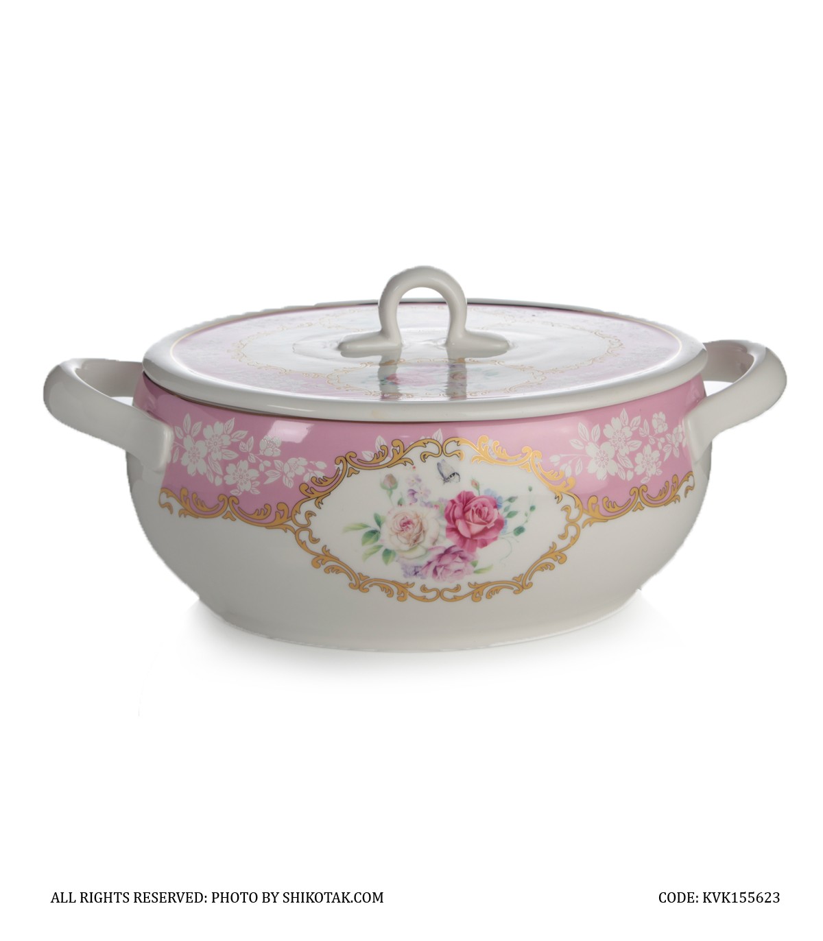 ظرف سوپ خوری گل سرخی بیضی