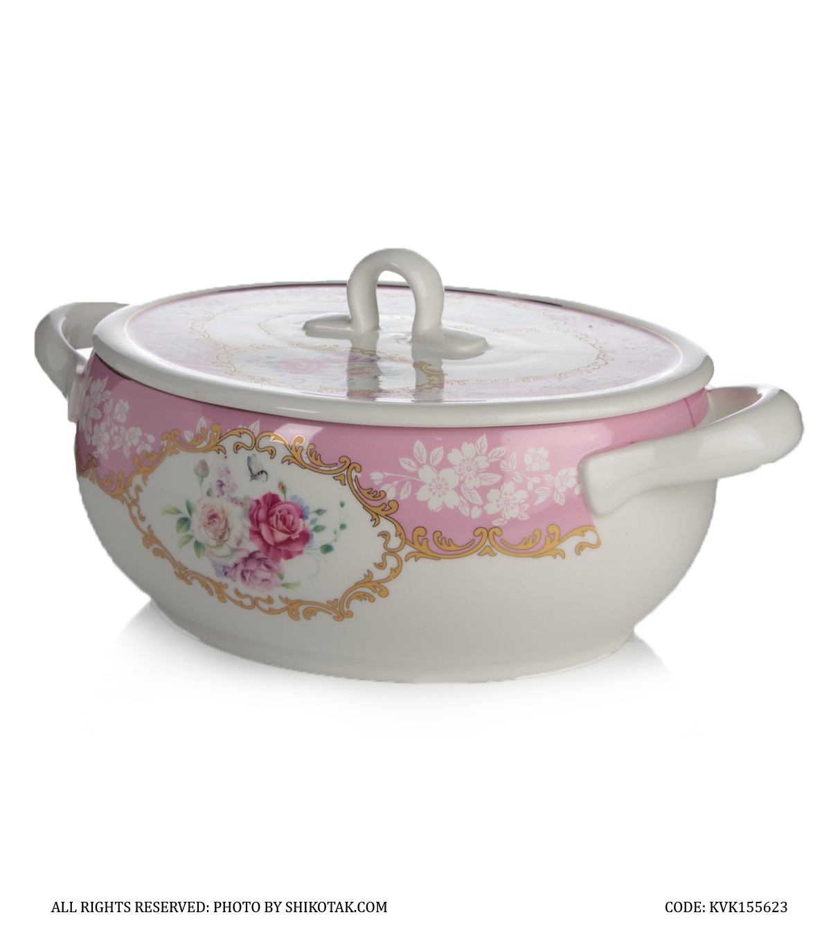 ظرف سوپ خوری گل سرخی بیضی