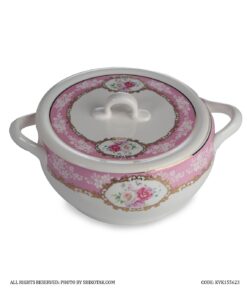 ظرف سوپ خوری گرد گل سرخی