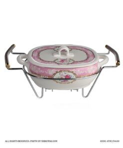 ظرف سوفله سرامیکی گل سرخی مستطیل کوچک